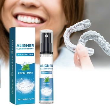 30ml Retainer Cleaner & Aligner Cleaner FoamBright, Great for Invisalign, Night Guard, Mouth Guard Denture Whitener Toothpaste & Braces Cleaner, Peroxide Free Teeth Whitening Foam ToothPaste