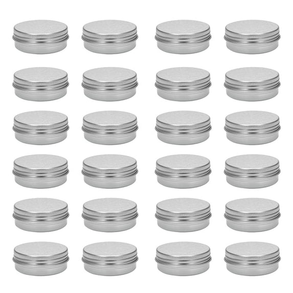 30ml Silver Small Aluminum Round Lip Balm Storage Jar Containers with Screw Cap for Lip Balm, Cosmetic, Candles or Tea(Pack of 24)