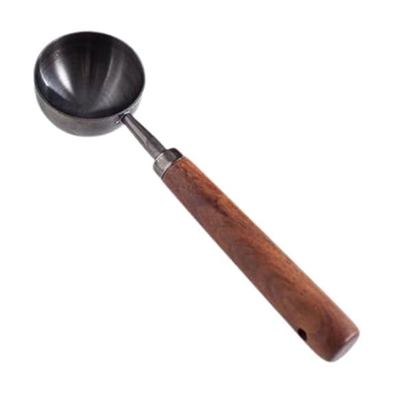 30ml Stainless Steel Wooden Handle Measuring Spoon - Multi-Purpose Scoop for Coffee, Tea, Baking & Seasoning (Black)