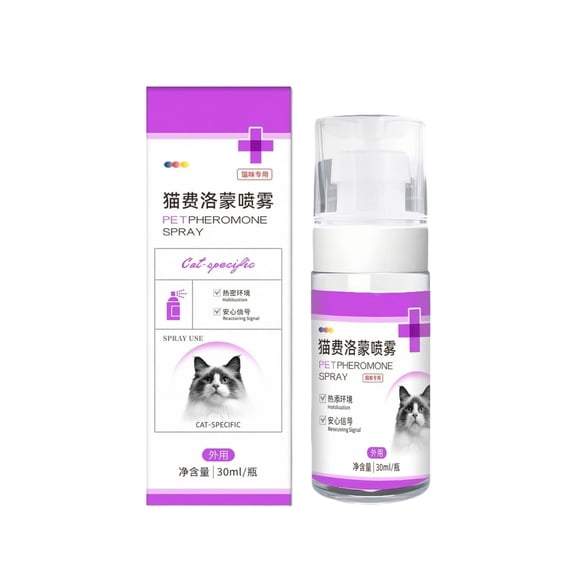30ml Synthetic Feline Pheromone Calming Spray Alcohol-Free Non-Toxic Cat Anxiety Stress Relief Mist For Travel Vet Visit Moving Multi-Cat Household