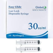 30ml Syringe Only with Luer Lock Tip - 100 Syringes Without a Needle by Easy Glide - Great for Medicine, Feeding Tubes, and Home Care