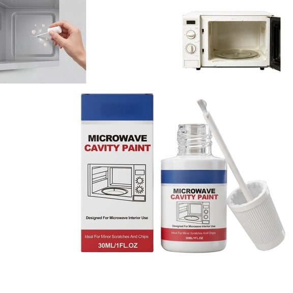 30ml White Microwave Cavity Paint, Heat Resistant High Gloss Appliance Touchup Coating with Brush, Quick Dry Chip Resistant for Microwave Oven Kitchen Home Appliances