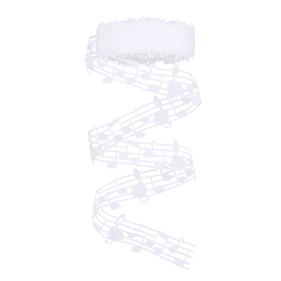 30mm(1.1 Inch) Music Note Ribbon 10 Yards White Decorative Hollow Out Wrapping Ribbon Trim Clothing Accessories for Scrapbooking Wrapping Music