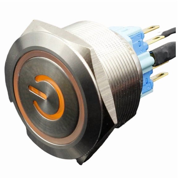 30mm 220V PC Power Symbol Metal Stainless Steel Waterproof Momentary/Locking LED Push Button Switch Locking