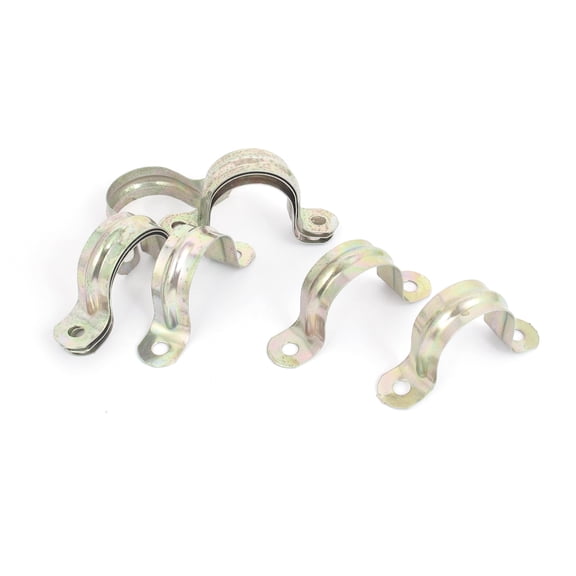 30mm Arch High Two Holes U Type Pipe Clamp Clips Bronze Tone 10Pcs