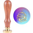 thumbnail image 1 of 30mm Book Coffee Wax Seal Stamp Vintage Stacked Book Sealing Wax Stamps Hot Coffee Book Pattern Removable Brass Stamp Head Wood Handle for Wedding Invitation/Envelope/Gift Wrap/Card, 1 of 9