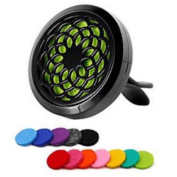 30mm Car Aromatherapy Essential Oil Diffuser Stainless Steel Locket with Vent Clip 12 Felt Pads
