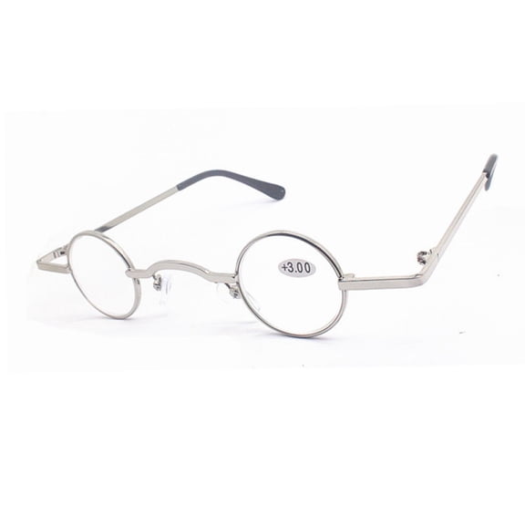 30mm Creative Small Round Silver Reading Glasses 3.50 Vintage Mini Retro Metal Readers 3.50 for Small Face