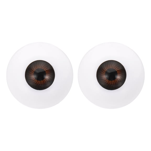 30mm Doll Eyes,1 Pair Realistic Acrylic Eyes Plastic Half Eyeballs, Dark Brown