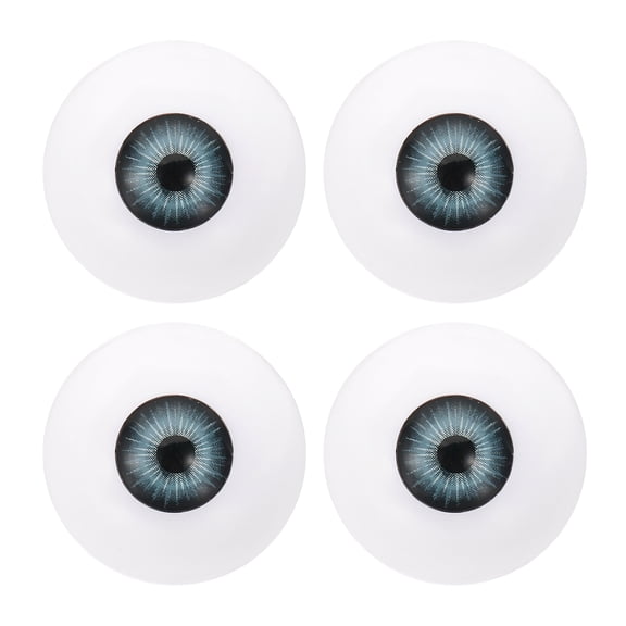 30mm Doll Eyes,2 Pair Realistic Acrylic Eyes Plastic Half Eyeballs, Blue Gray