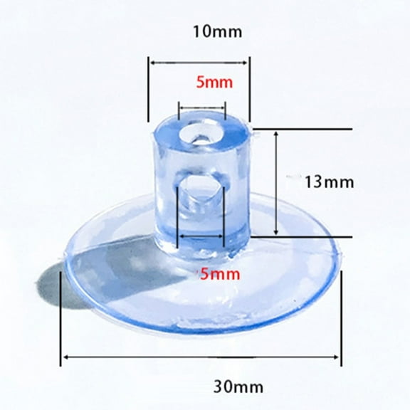 30mm Dual Hang Suction Cups for Kitchen Bathroom Glass - Transparent PVC Wall Hooks with Side Pilot Hole, 10 Pack for Casement for Windows, Removable & Reusable