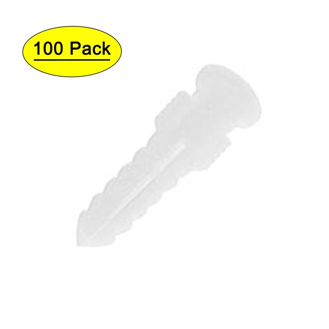 30mm Length Plastic Expansion Bolt Wall Drywall Anchor White 100pcs