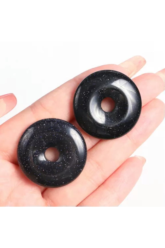 30mm Natural Stone Doughnut Pendant Crystal Carved Amulet DIY Earrings Necklaces