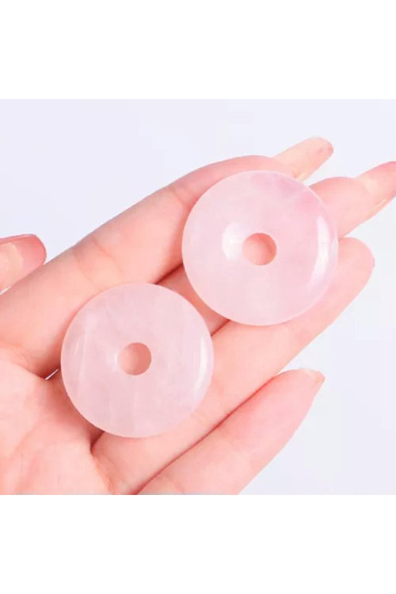 30mm Natural Stone Doughnut Pendant Crystal Carved Amulet DIY Earrings Necklaces