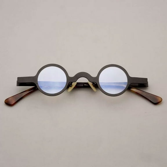 30mm Retro Small Round Black Metal Frame Acetate Temple Glasses Frame Stylish Metal Eyeglasses Frame for Small Face 30-20-150mm