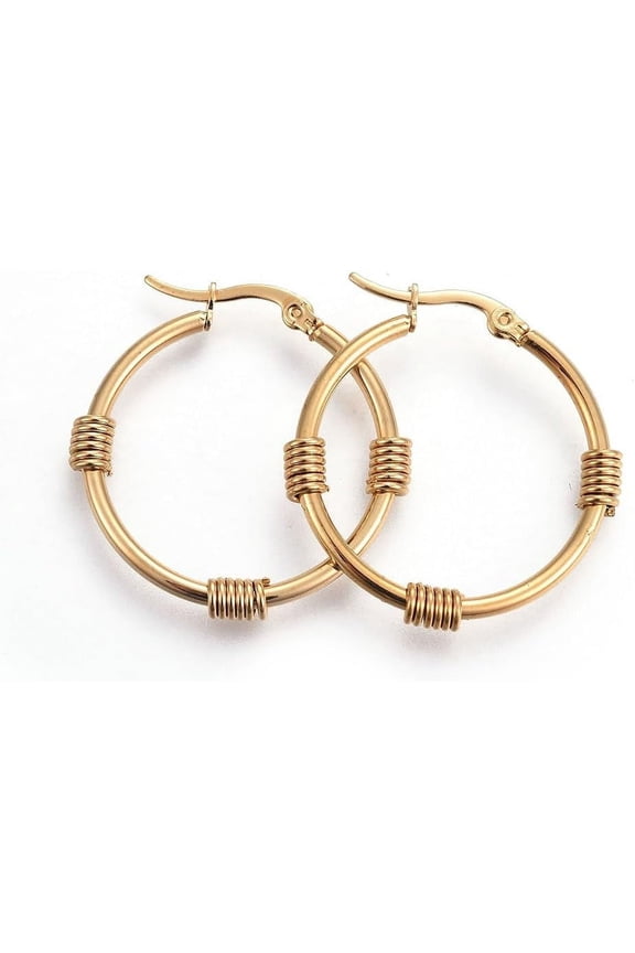 30mm Trendy Hoop Earrings For WomenIon Plating 304 Stainless Steel Hoop Earrings