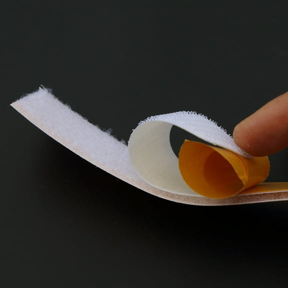 30mm Wide White Sticky Back Hook and Loop - 1 Meter Heavy Duty Tape with Mesh Adhesive for Fabric & Auto Use