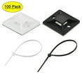 thumbnail image 1 of 30mmx30mm Nylon Adhesive Cable Tie Mount with Screw Hole White and Black Total 100 Set, 1 of 5