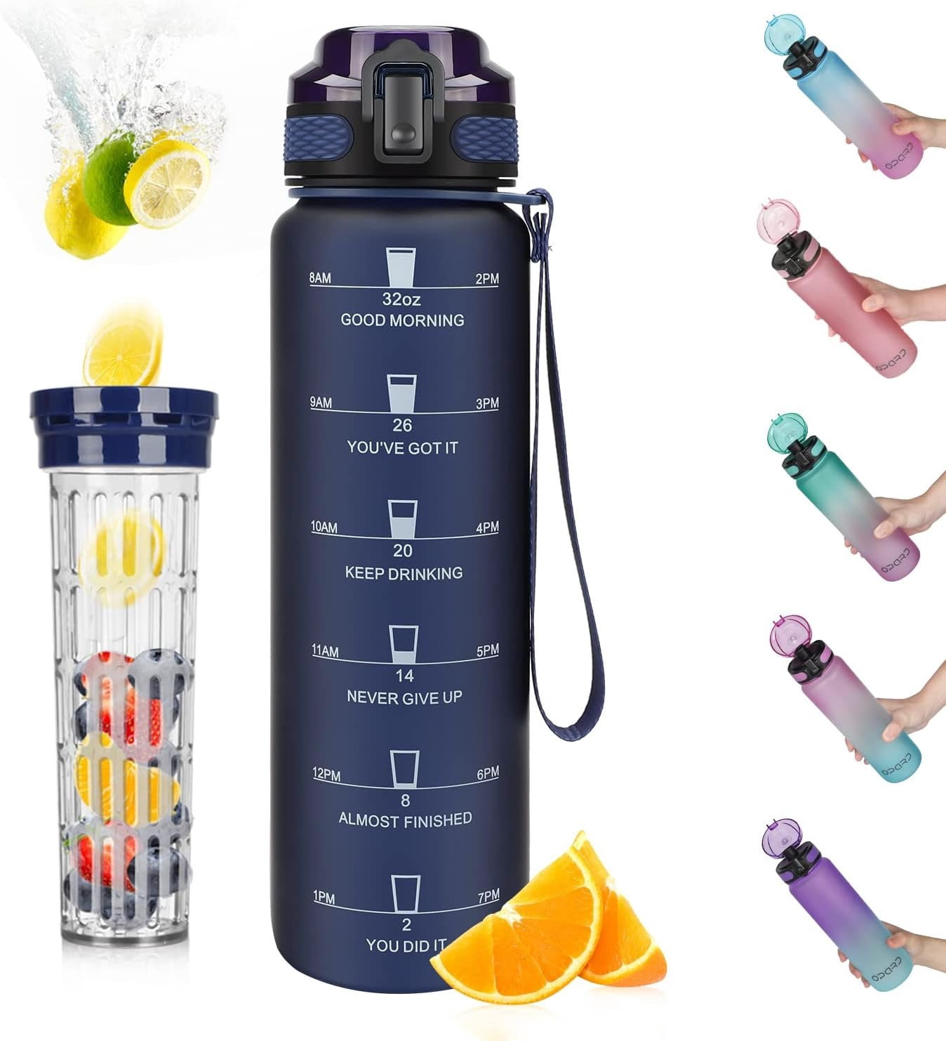 30oz/32oz Water Bottle with Leak Proof Flip Top Lid Tritan Plastic for ...