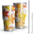 thumbnail image 1 of 30oz Autumn Fall Leaves Pattern Tumblers Stainless Steel Tumbler with Lid and Straw,Vacuum Insulated Double Wall Travel Tumbler Cups Mug with Cleaning Brush for Coffee,Tea, 1 of 7