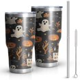 thumbnail image 1 of 30oz Autumn Halloween Scene Pattern Tumblers Stainless Steel Tumbler with Lid and Straw,Vacuum Insulated Double Wall Travel Tumbler Cups Mug with Cleaning Brush for Coffee,Tea, 1 of 7