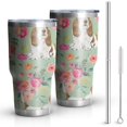 thumbnail image 1 of 30oz Basset Hound and Flowers Tumblers Stainless Steel Tumbler with Lid and Straw,Vacuum Insulated Double Wall Travel Tumbler Cups Mug with Cleaning Brush for Coffee,Tea, 1 of 4