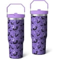 thumbnail image 1 of 30oz Insulated Stainless Steel Tumbler Cup with Handle - Bat Design, Leakproof Lid, Keeps Drinks Cold/Hot, 1 of 1