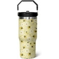 thumbnail image 1 of 30oz Bee tumbler With Handle Lid and Straw,Queen Bee Iceflow Flip Straw Coffee Mug Cup Tumbler Water Bottles,Honey Bee themed Gifts for Women Daisy Flowers,Bee Decor, 1 of 6