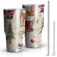 thumbnail image 1 of 30oz Beige Christmas Santa and Animal Pattern Tumblers Stainless Steel Tumbler with Lid and Straw,Vacuum Insulated Double Wall Travel Tumbler Cups Mug with Cleaning Brush for Coffee,Tea, 1 of 7