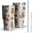 thumbnail image 1 of 30oz Beige Highland Cow Sunflower Basket Pattern Tumblers Stainless Steel Tumbler with Lid and Straw,Vacuum Insulated Double Wall Travel Tumbler Cups Mug with Cleaning Brush for Coffee,Tea, 1 of 1