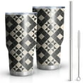 thumbnail image 1 of 30oz Black Beige Checkerboard Checkered Pattern Tumblers Stainless Steel Tumbler with Lid and Straw,Vacuum Insulated Double Wall Travel Tumbler Cups Mug with Cleaning Brush for Coffee,Tea, 1 of 1