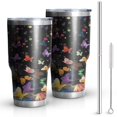 thumbnail image 1 of 30oz Black Colorful Dot Butterfly Pattern Tumblers Stainless Steel Tumbler with Lid and Straw,Vacuum Insulated Double Wall Travel Tumbler Cups Mug with Cleaning Brush for Coffee,Tea, 1 of 7