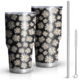 thumbnail image 1 of 30oz Black Daisy Flower Pattern Tumblers Stainless Steel Tumbler with Lid and Straw,Vacuum Insulated Double Wall Travel Tumbler Cups Mug with Cleaning Brush for Coffee,Tea, 1 of 1