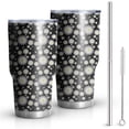 thumbnail image 1 of 30oz Black Daisy Flower White Blooms Pattern Tumblers Stainless Steel Tumbler with Lid and Straw,Vacuum Insulated Double Wall Travel Tumbler Cups Mug with Cleaning Brush for Coffee,Tea, 1 of 1