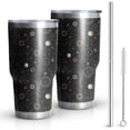 thumbnail image 1 of 30oz Black Gold Zodiac Sun Moon Pattern Tumblers Stainless Steel Tumbler with Lid and Straw,Vacuum Insulated Double Wall Travel Tumbler Cups Mug with Cleaning Brush for Coffee,Tea, 1 of 7