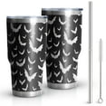 thumbnail image 1 of 30oz Black Halloween Bat Silhouettes Tumblers Stainless Steel Tumbler with Lid and Straw,Vacuum Insulated Double Wall Travel Tumbler Cups Mug with Cleaning Brush for Coffee,Tea, 1 of 7