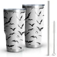 thumbnail image 1 of 30oz Black Halloween Bats Tumblers Stainless Steel Tumbler with Lid and Straw,Vacuum Insulated Double Wall Travel Tumbler Cups Mug with Cleaning Brush for Coffee,Tea, 1 of 7