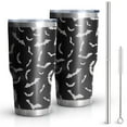 thumbnail image 1 of 30oz Black Halloween Bats with White Tumblers Stainless Steel Tumbler with Lid and Straw,Vacuum Insulated Double Wall Travel Tumbler Cups Mug with Cleaning Brush for Coffee,Tea, 1 of 7