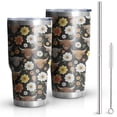 thumbnail image 1 of 30oz Black Highland Cow Flower Pattern Tumblers Stainless Steel Tumbler with Lid and Straw,Vacuum Insulated Double Wall Travel Tumbler Cups Mug with Cleaning Brush for Coffee,Tea, 1 of 7