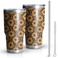 thumbnail image 1 of 30oz Black Leopard Sunflower Pattern Tumblers Stainless Steel Tumbler with Lid and Straw,Vacuum Insulated Double Wall Travel Tumbler Cups Mug with Cleaning Brush for Coffee,Tea, 1 of 7