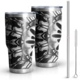 thumbnail image 1 of 30oz Black White Tie Dye Mandala Pattern Tumblers Stainless Steel Tumbler with Lid and Straw,Vacuum Insulated Double Wall Travel Tumbler Cups Mug with Cleaning Brush for Coffee,Tea, 1 of 7