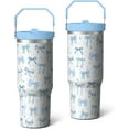 thumbnail image 1 of 30oz Blue Bow Tumbler with Handle, 1 of 1