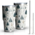 thumbnail image 1 of 30oz Blue and Gold Christmas Tree Pattern Tumblers Stainless Steel Tumbler with Lid and Straw,Vacuum Insulated Double Wall Travel Tumbler Cups Mug with Cleaning Brush for Coffee,Tea, 1 of 7