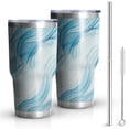 thumbnail image 1 of 30oz Blue Marble Gold Wave Pattern Tumblers Stainless Steel Tumbler with Lid and Straw,Vacuum Insulated Double Wall Travel Tumbler Cups Mug with Cleaning Brush for Coffee,Tea, 1 of 7