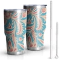 thumbnail image 1 of 30oz Blue and Pink Pioneer Flower Tumblers Stainless Steel Tumbler with Lid and Straw,Vacuum Insulated Double Wall Travel Tumbler Cups Mug with Cleaning Brush for Coffee,Tea, 1 of 7