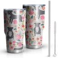 thumbnail image 1 of 30oz Boston Terrier Dog with Flower Tumblers Stainless Steel Tumbler with Lid and Straw,Vacuum Insulated Double Wall Travel Tumbler Cups Mug with Cleaning Brush for Coffee,Tea, 1 of 7