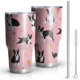 thumbnail image 1 of 30oz Boston Terrier Dogs and Flowers Tumblers Stainless Steel Tumbler with Lid and Straw,Vacuum Insulated Double Wall Travel Tumbler Cups Mug with Cleaning Brush for Coffee,Tea, 1 of 7