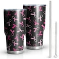 thumbnail image 1 of 30oz Breast Cancer Tumblers Stainless Steel Tumbler with Lid and Straw,Vacuum Insulated Double Wall Travel Tumbler Cups Mug with Cleaning Brush for Coffee,Tea, 1 of 7