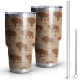 thumbnail image 1 of 30oz Brown Buffalo Pattern Tumblers Stainless Steel Tumbler with Lid and Straw,Vacuum Insulated Double Wall Travel Tumbler Cups Mug with Cleaning Brush for Coffee,Tea, 1 of 7
