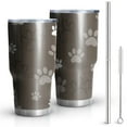 thumbnail image 1 of 30oz Brown Dog Paw Footprint Tumblers Stainless Steel Tumbler with Lid and Straw,Vacuum Insulated Double Wall Travel Tumbler Cups Mug with Cleaning Brush for Coffee,Tea, 1 of 7